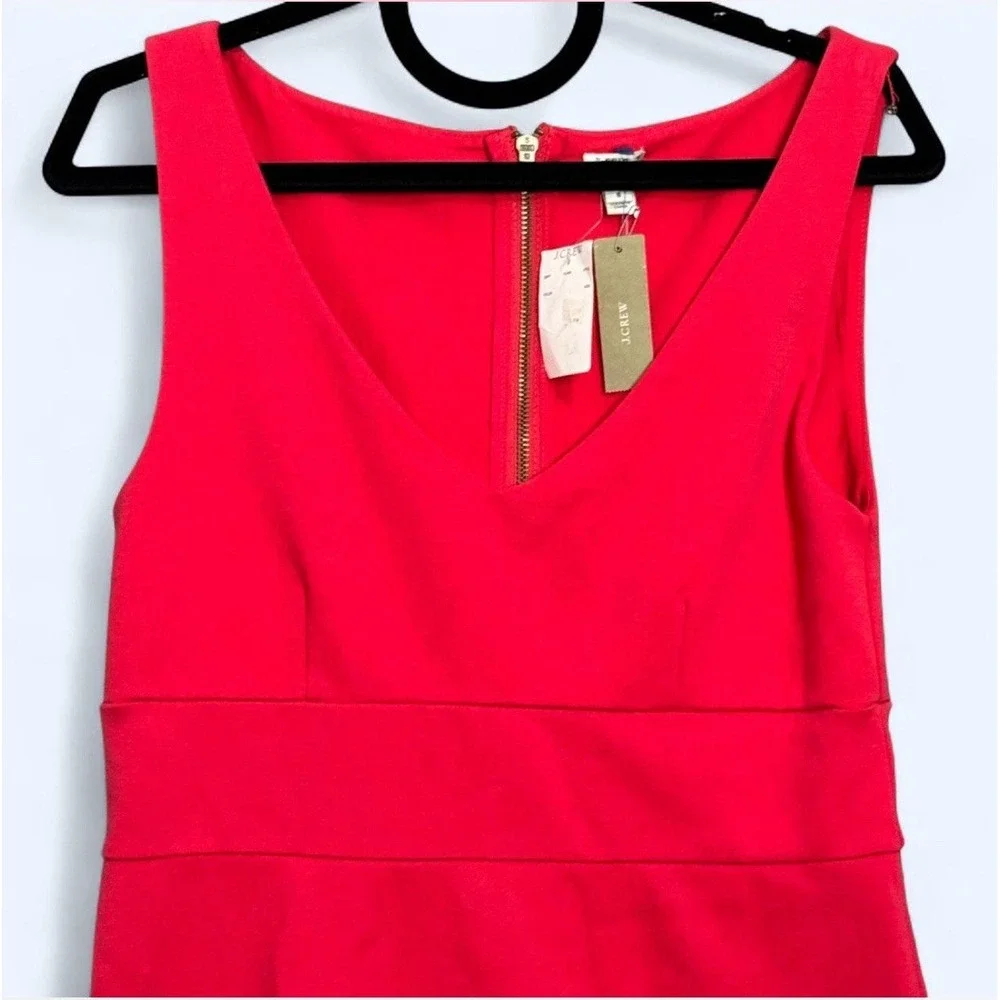 J. Crew Pink Fit & Flare A-Line‎ V-Neck Sleeveless Dress Sz 6 Midi Office Barbie